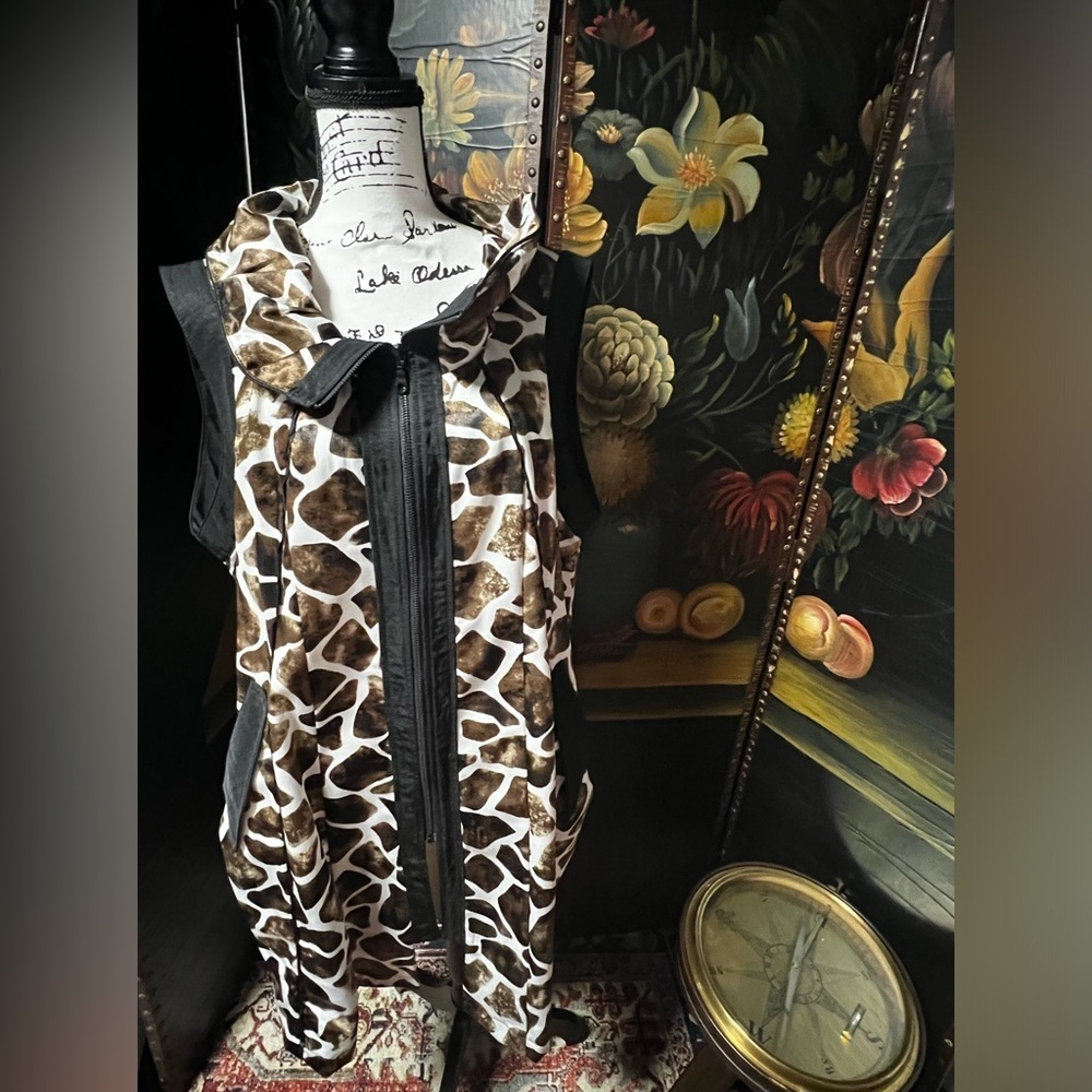 Design Today's Women's Dress Animal Print Black White Brown Sleeveless Size 1X